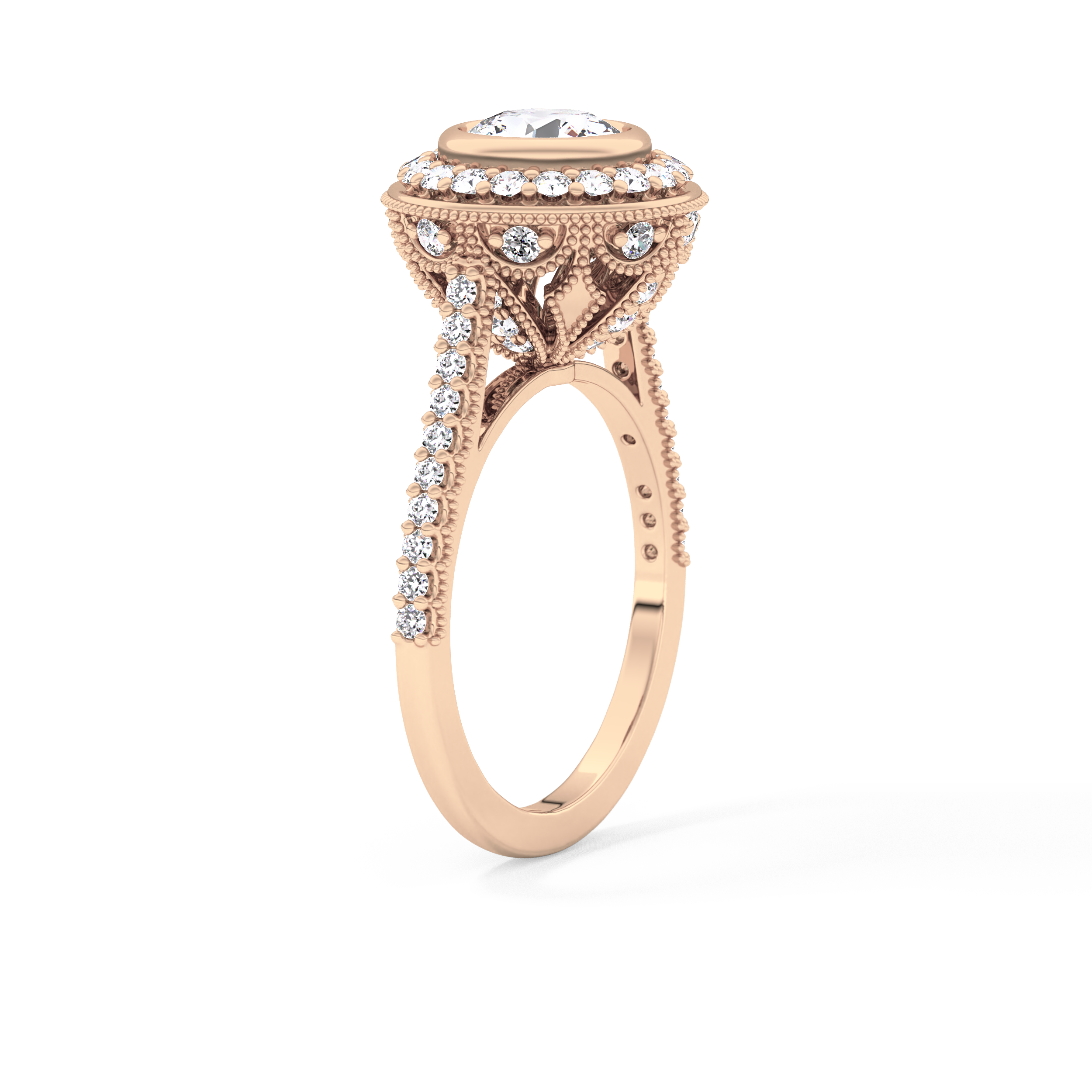 Round Halo & Pave Lab Grown Diamond Engagement Ring