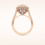 0.84 CT Round Shaped Halo & Pave Moissanite Engagement Ring