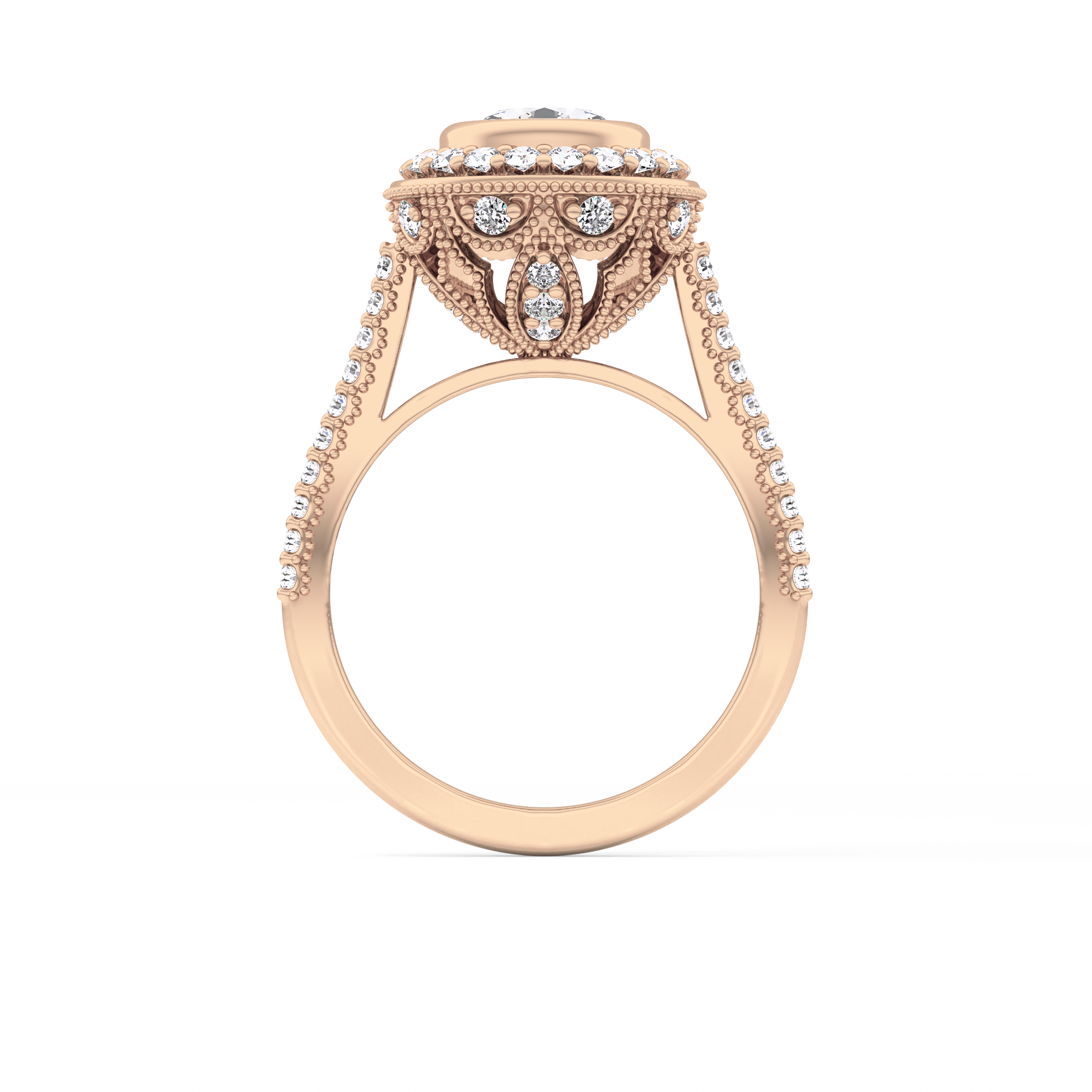 Round Halo & Pave Lab Grown Diamond Engagement Ring