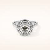0.84 CT Round Shaped Halo & Pave Moissanite Engagement Ring