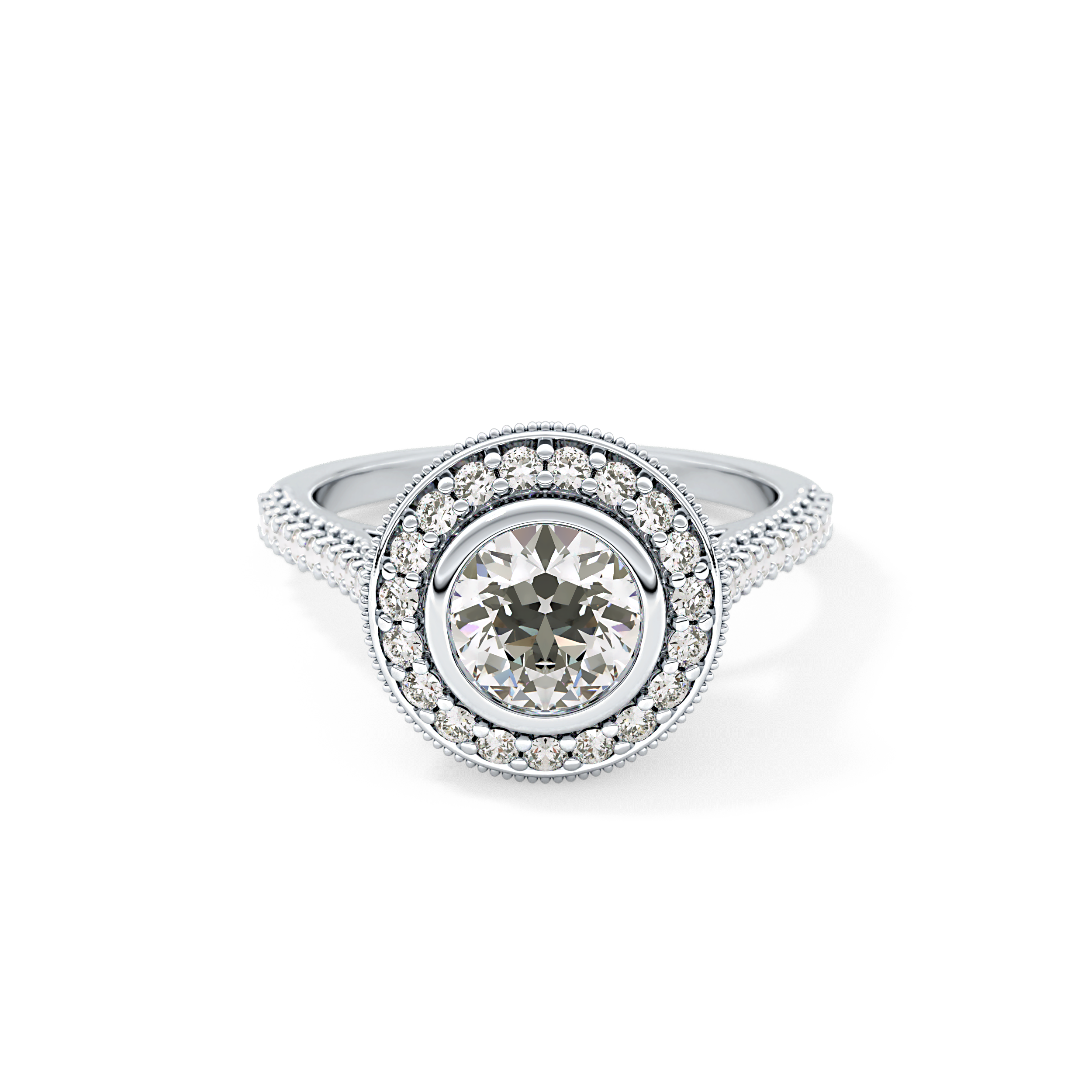 Round Halo & Pave Lab Grown Diamond Engagement Ring