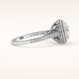 0.84 CT Round Shaped Halo & Pave Moissanite Engagement Ring