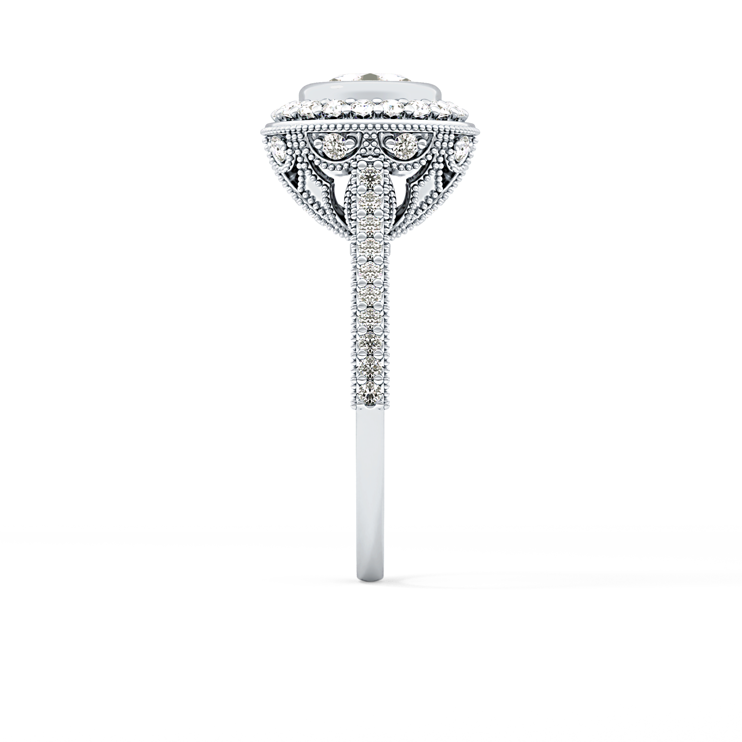 Round Halo & Pave Lab Grown Diamond Engagement Ring