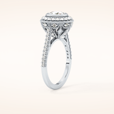 0.84 CT Round Shaped Halo & Pave Moissanite Engagement Ring