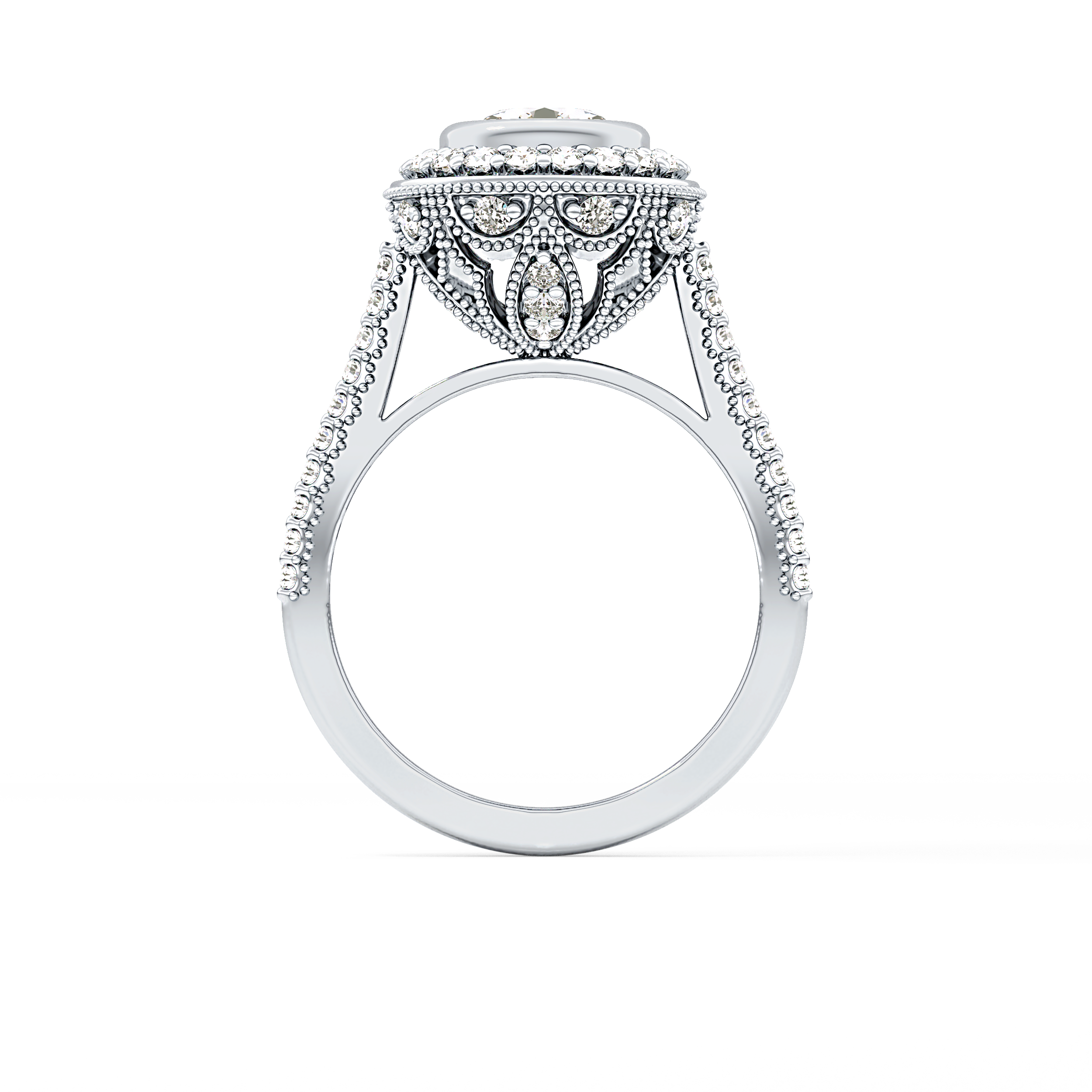 Round Halo & Pave Lab Grown Diamond Engagement Ring