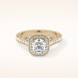 1.05 CT Round Shaped Halo & Pave Moissanite Engagement Ring