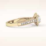 1.05 CT Round Shaped Halo & Pave Moissanite Engagement Ring