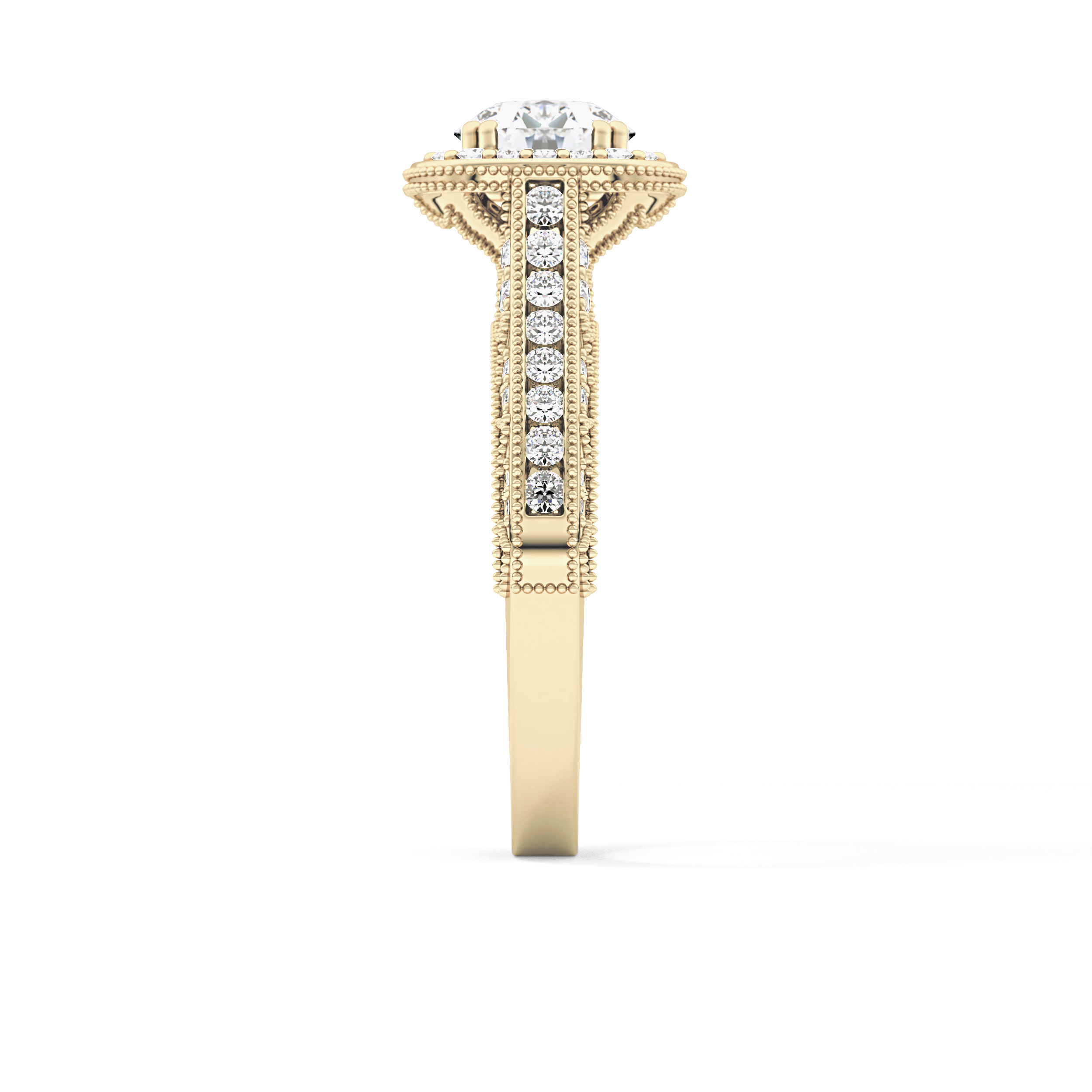 Round Halo & Pave Lab Grown Diamond Engagement Ring