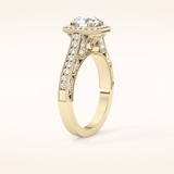 1.05 CT Round Shaped Halo & Pave Moissanite Engagement Ring