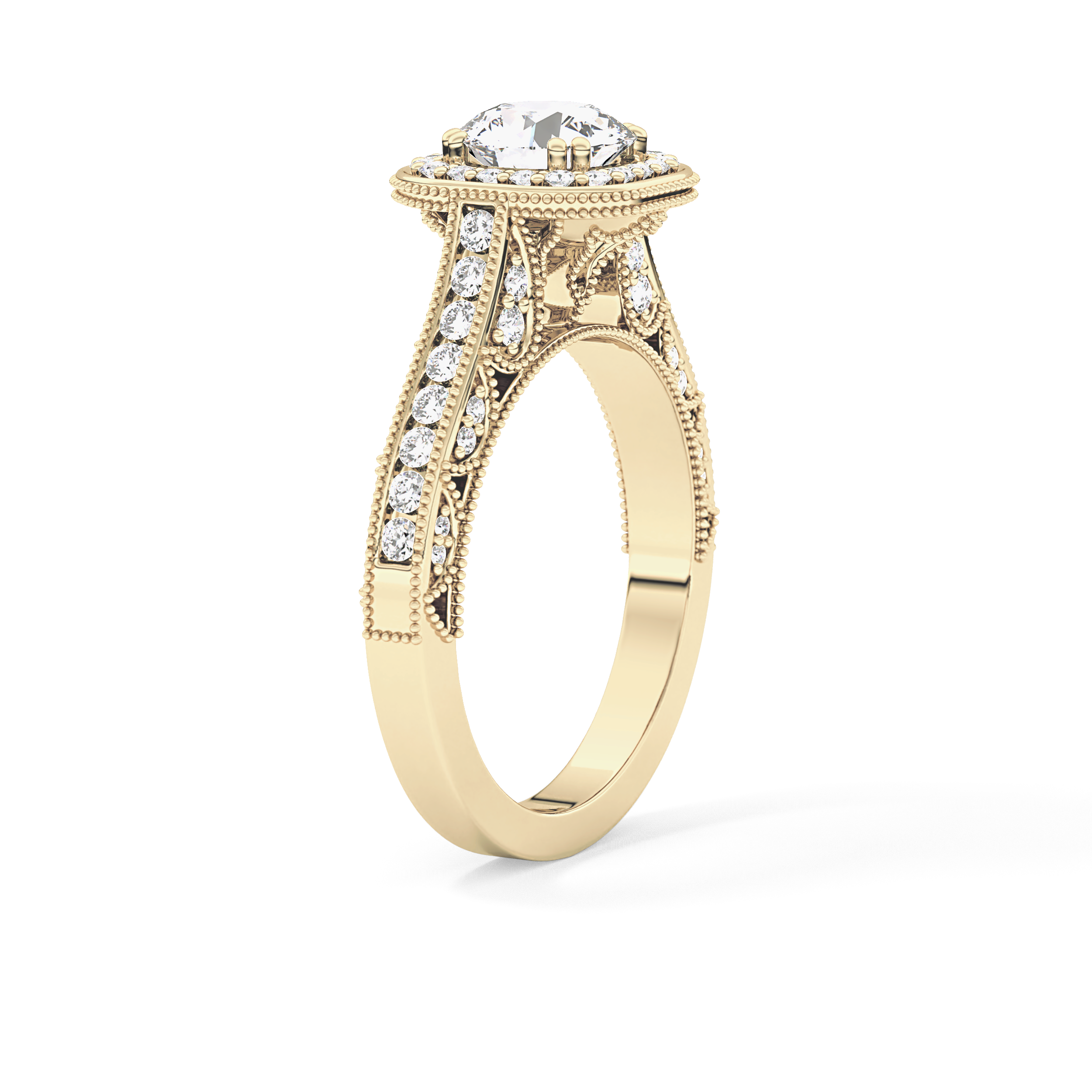 Round Halo & Pave Lab Grown Diamond Engagement Ring