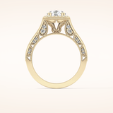 1.05 CT Round Shaped Halo & Pave Moissanite Engagement Ring