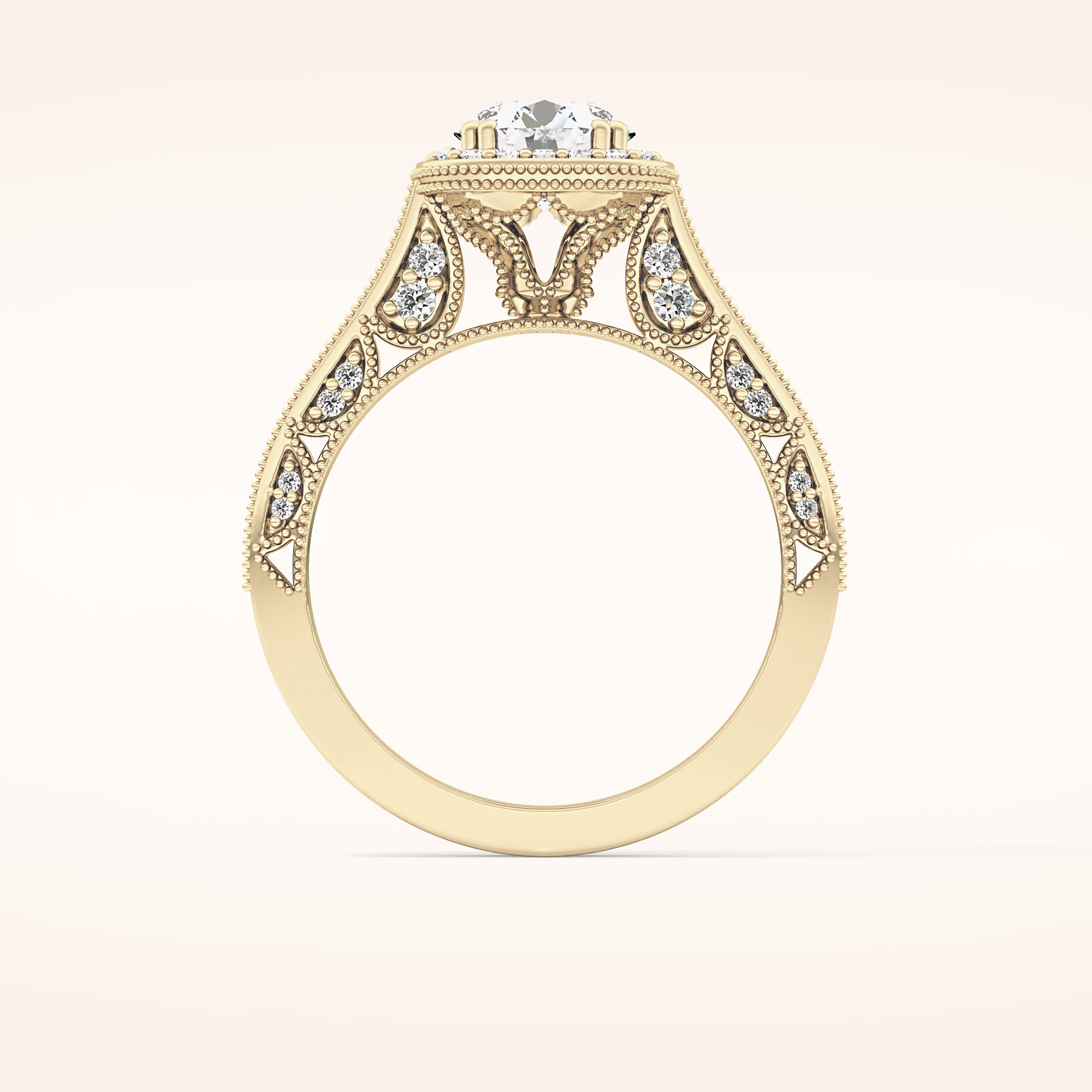1.05 CT Round Shaped Halo & Pave Moissanite Engagement Ring