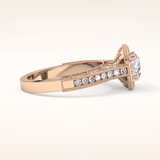 1.05 CT Round Shaped Halo & Pave Moissanite Engagement Ring