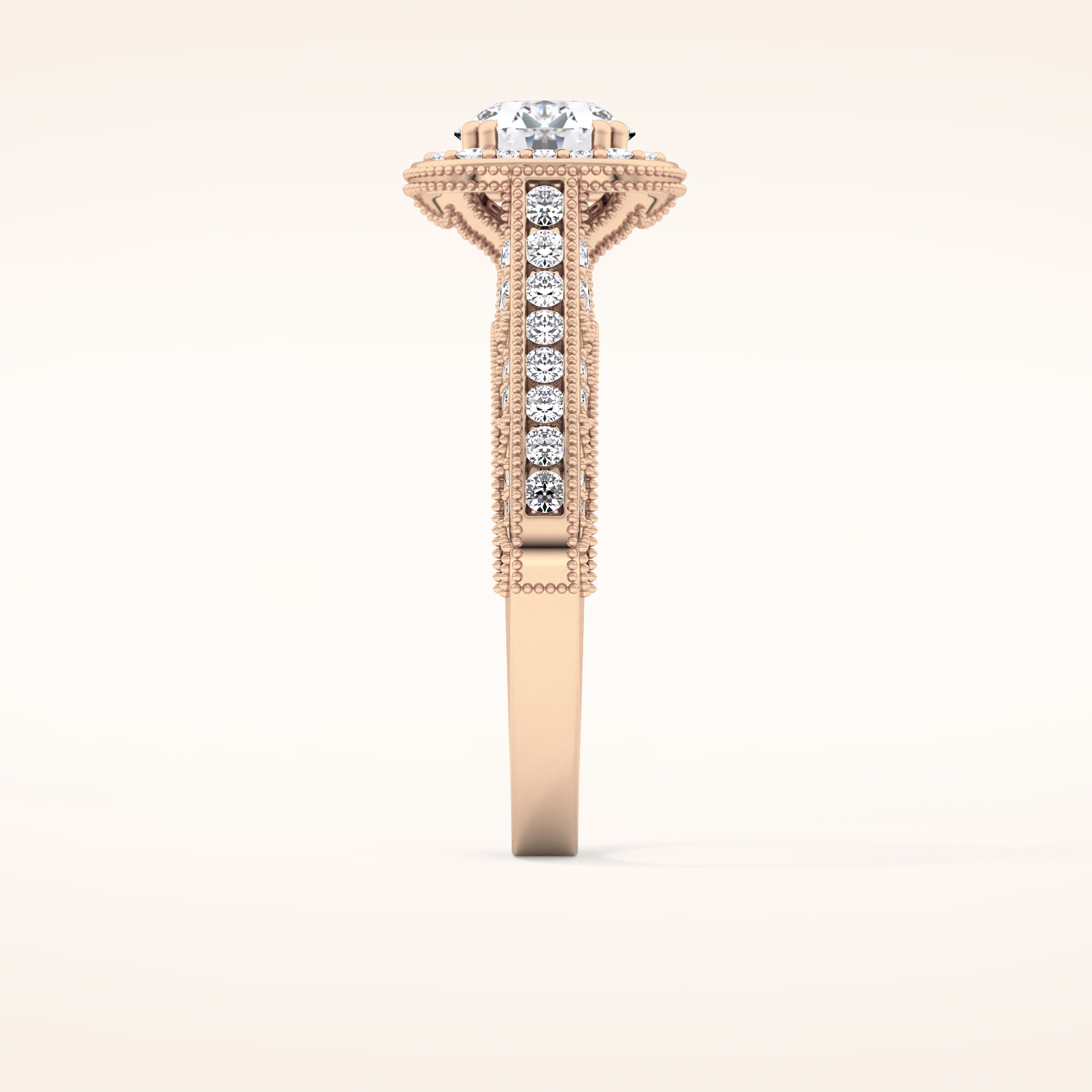 1.05 CT Round Shaped Halo & Pave Moissanite Engagement Ring