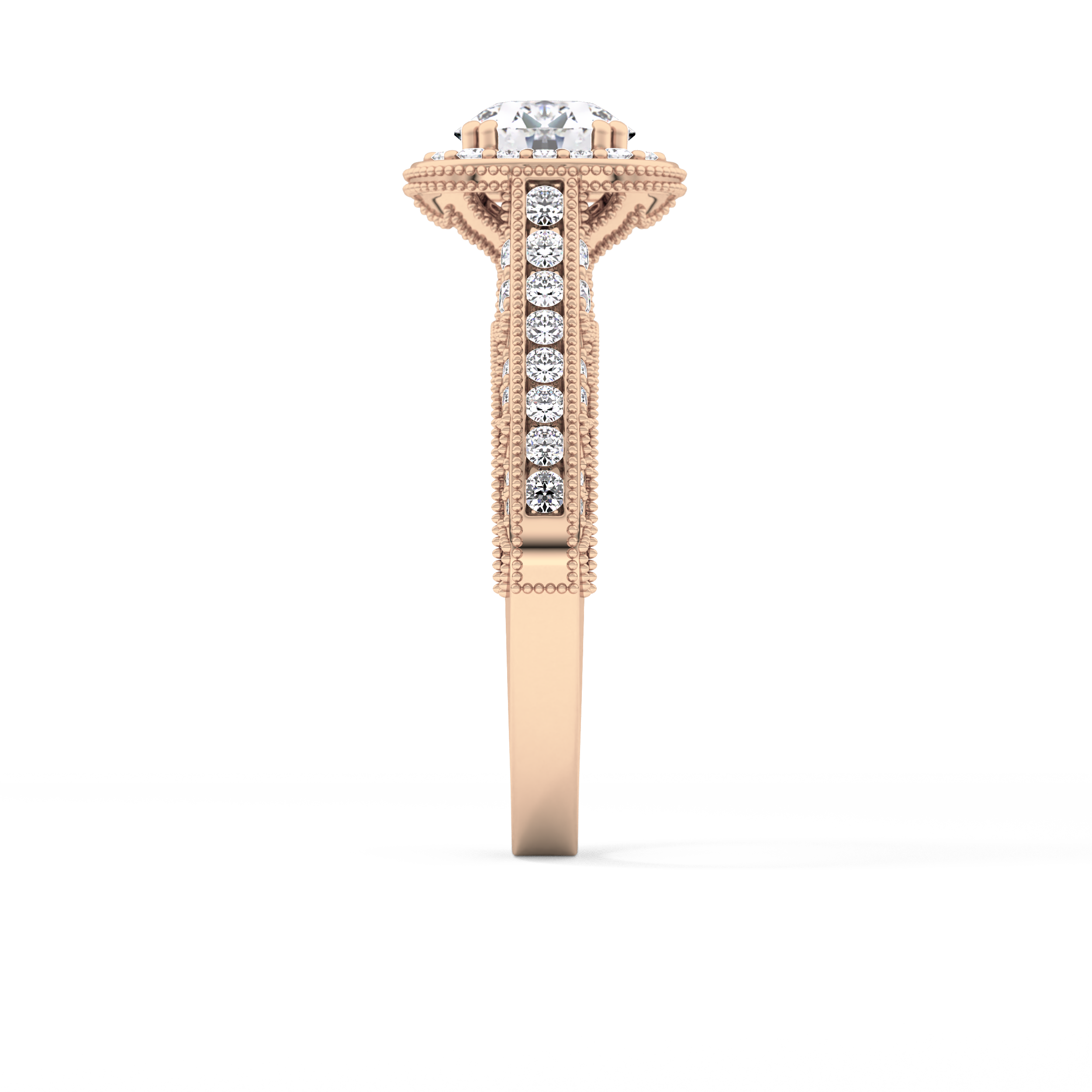 Round Halo & Pave Lab Grown Diamond Engagement Ring