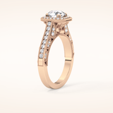 1.05 CT Round Shaped Halo & Pave Moissanite Engagement Ring