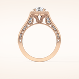 1.05 CT Round Shaped Halo & Pave Moissanite Engagement Ring