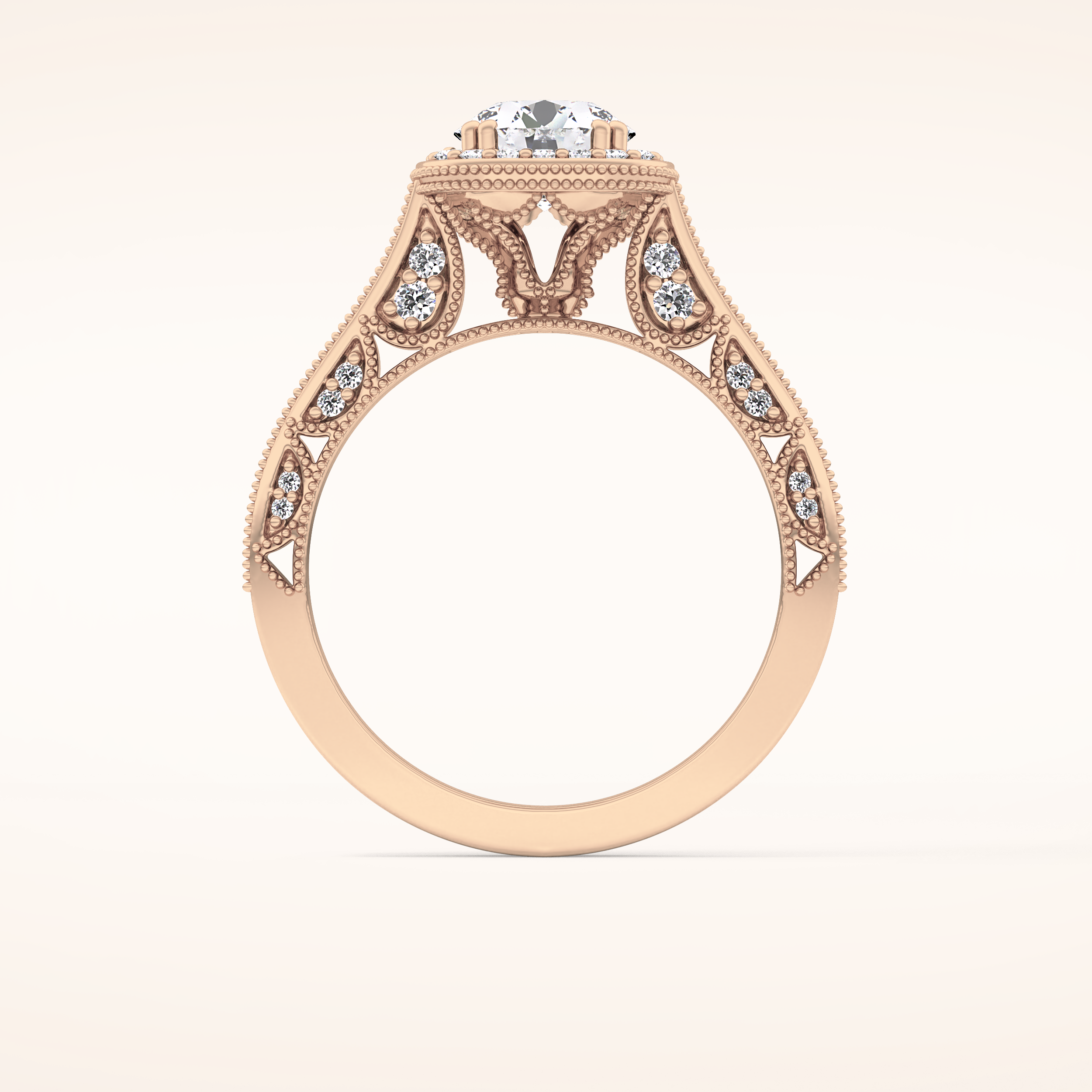 1.05 CT Round Shaped Halo & Pave Moissanite Engagement Ring