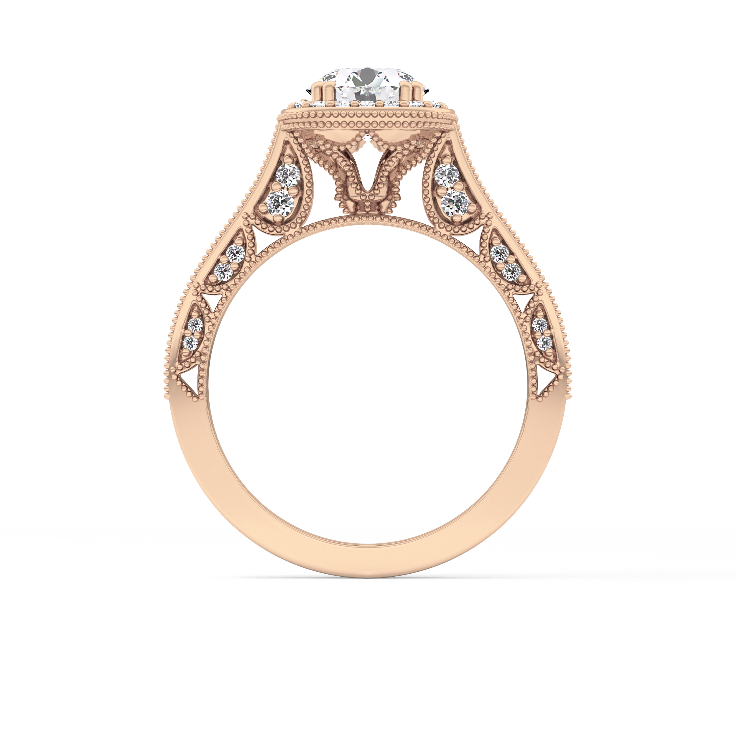 Round Halo & Pave Lab Grown Diamond Engagement Ring