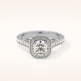 1.05 CT Round Shaped Halo & Pave Moissanite Engagement Ring