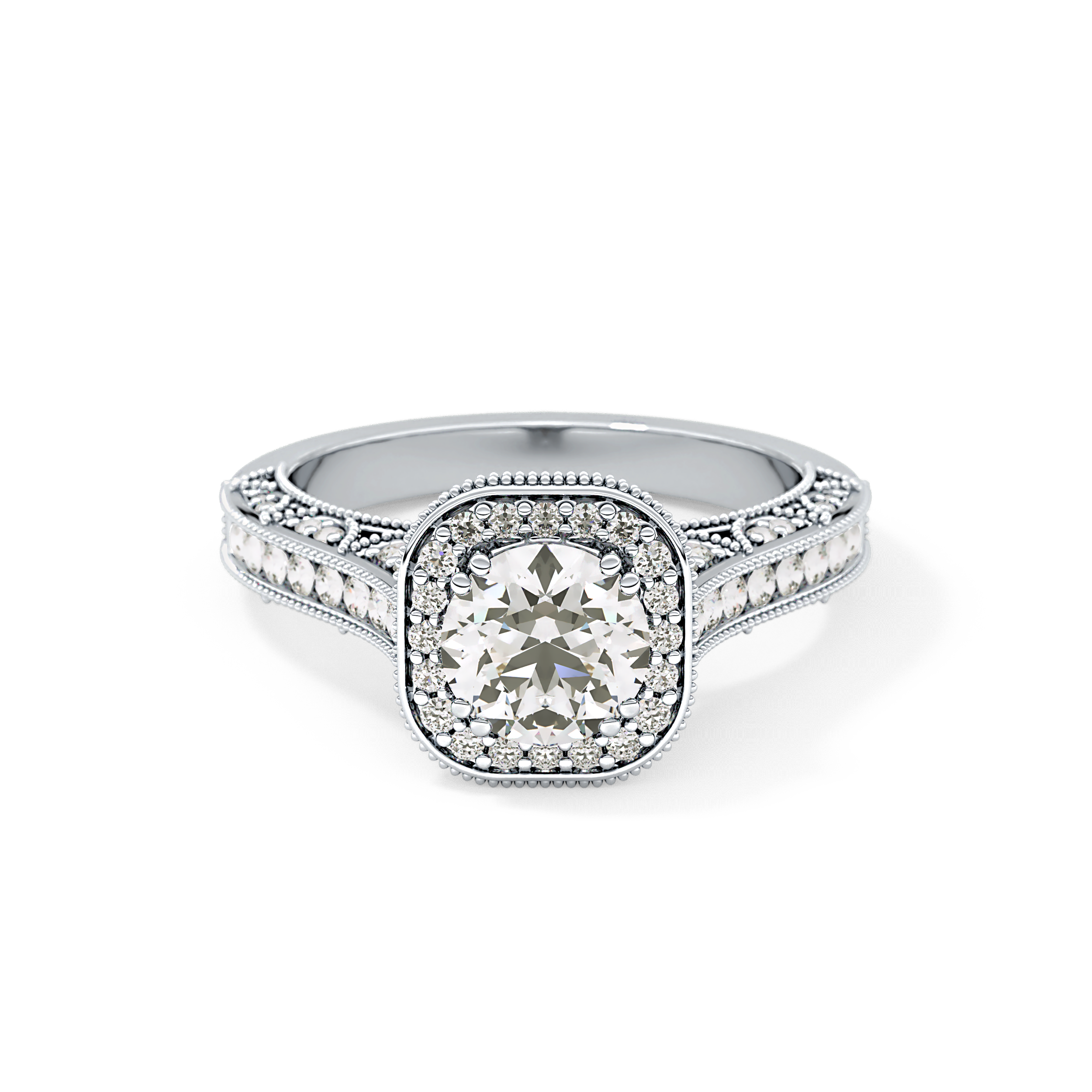 Round Halo & Pave Lab Grown Diamond Engagement Ring