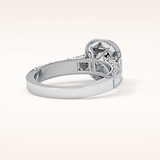 1.05 CT Round Shaped Halo & Pave Moissanite Engagement Ring