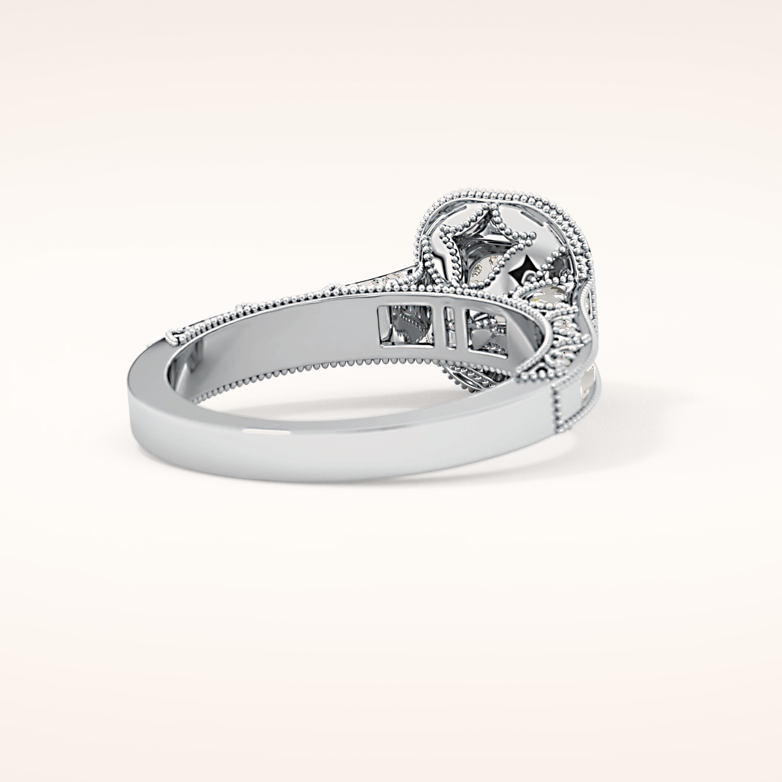 1.05 CT Round Shaped Halo & Pave Moissanite Engagement Ring