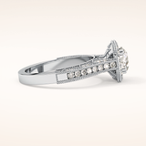 1.05 CT Round Shaped Halo & Pave Moissanite Engagement Ring