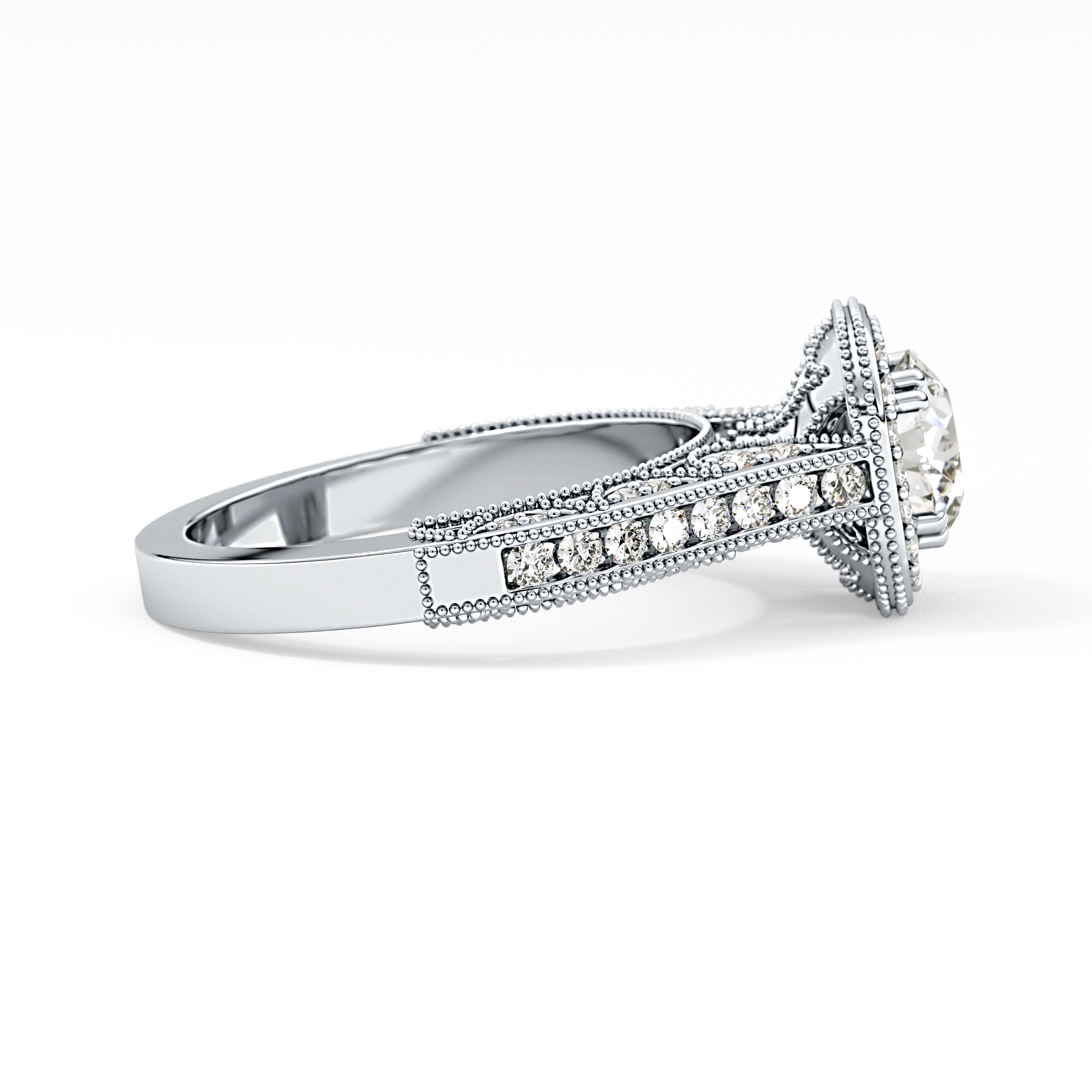 Round Halo & Pave Lab Grown Diamond Engagement Ring
