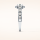 1.05 CT Round Shaped Halo & Pave Moissanite Engagement Ring