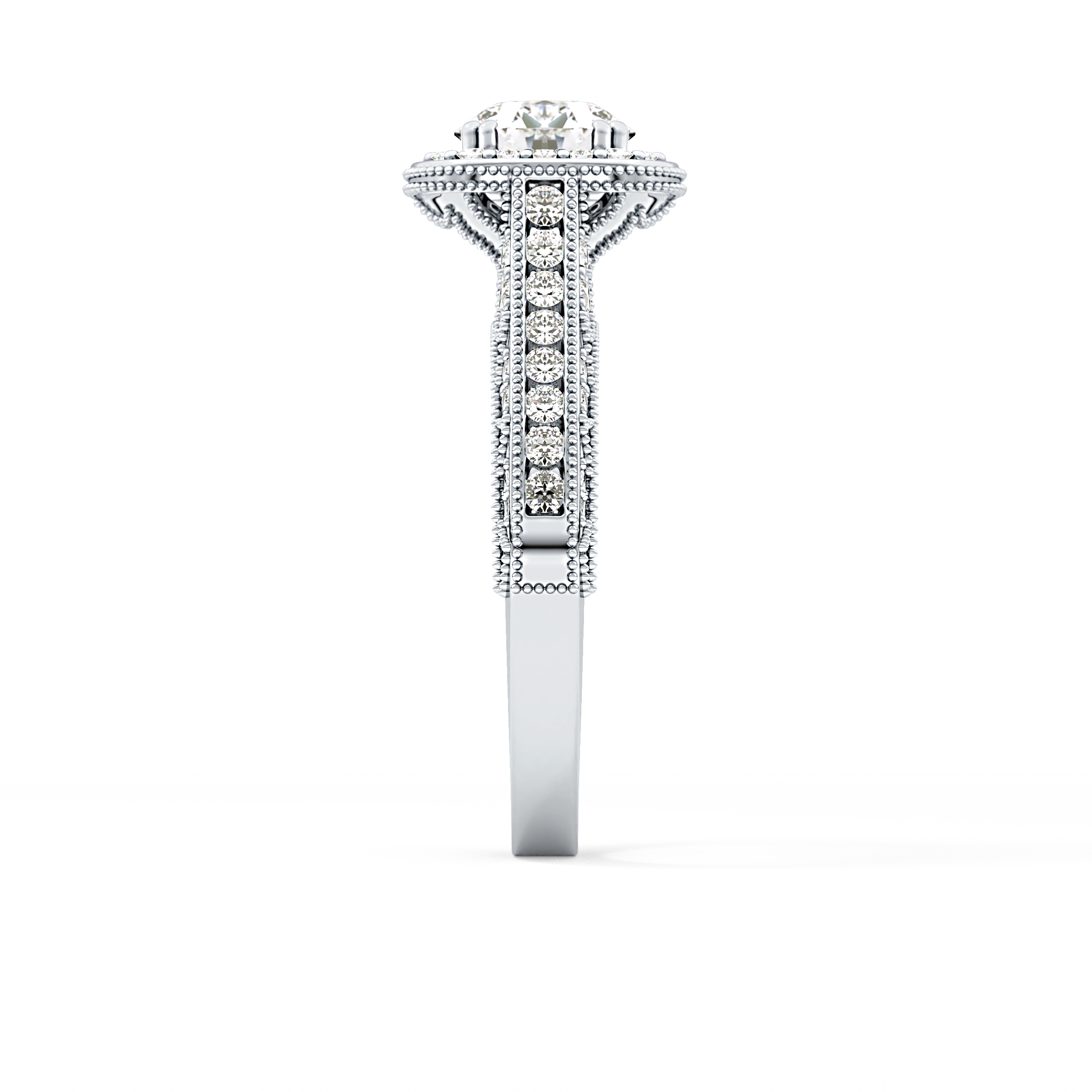 Round Halo & Pave Lab Grown Diamond Engagement Ring