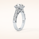 1.05 CT Round Shaped Halo & Pave Moissanite Engagement Ring