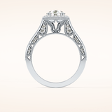 1.05 CT Round Shaped Halo & Pave Moissanite Engagement Ring