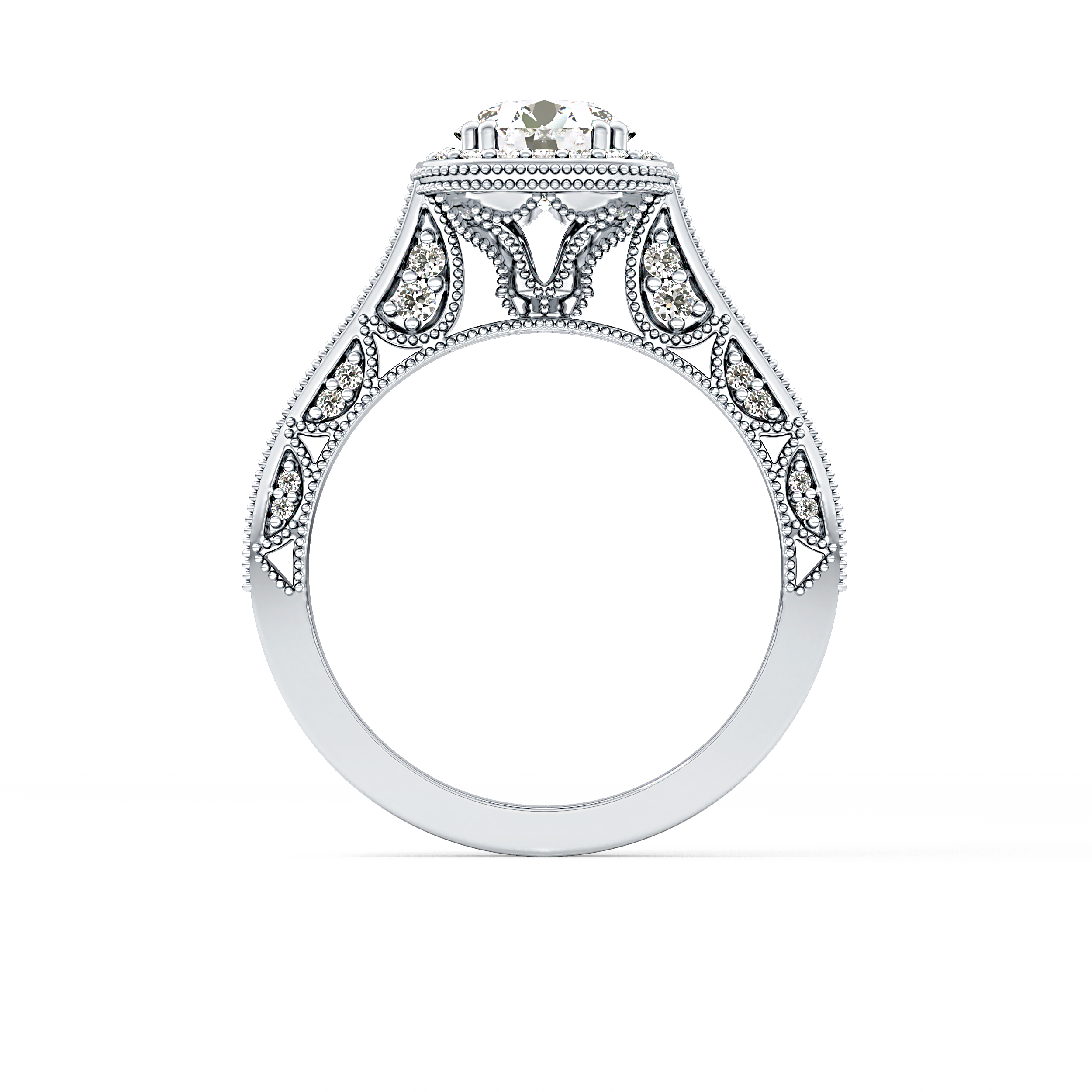 Round Halo & Pave Lab Grown Diamond Engagement Ring