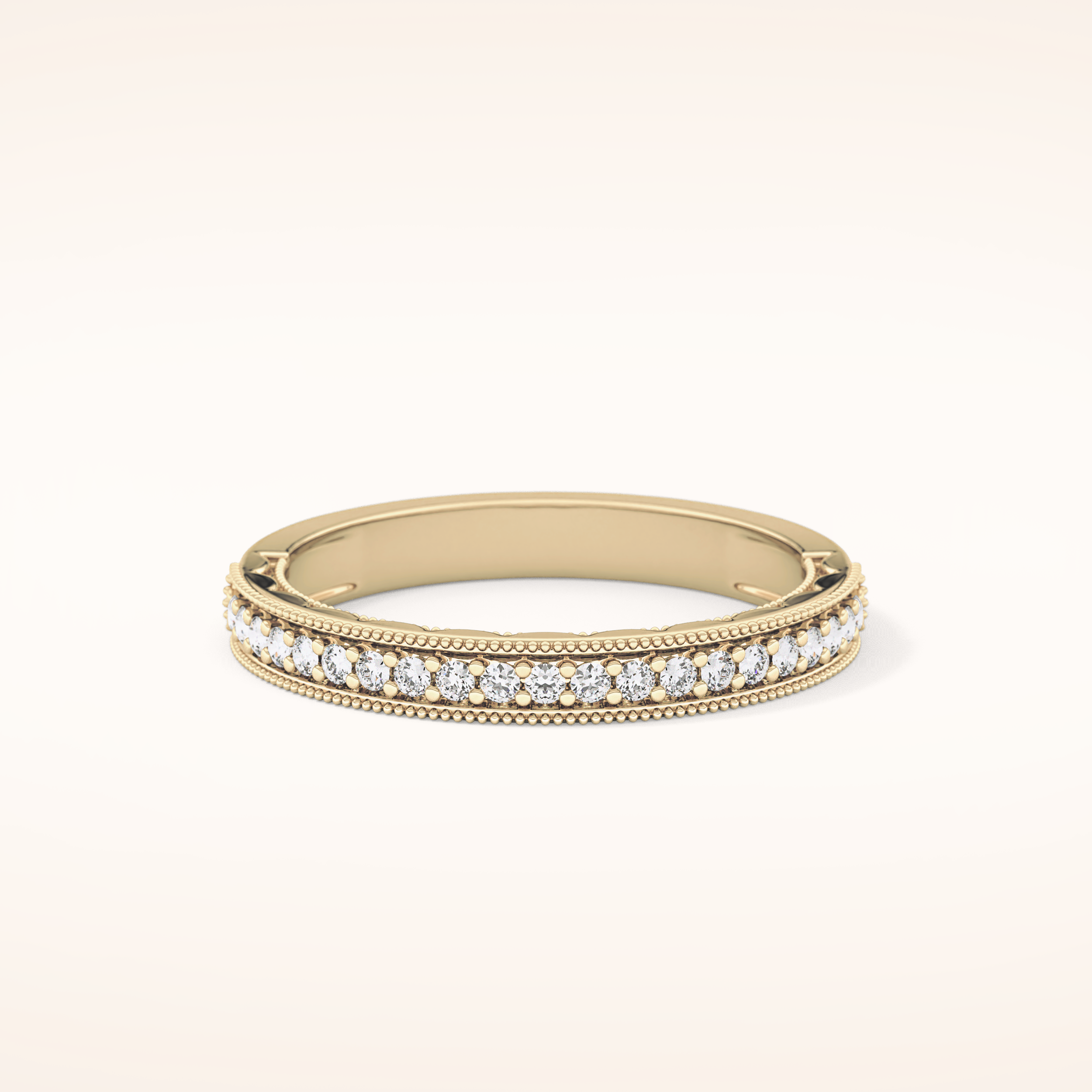 0.17 TCW Round Shaped Moissanite Half Eternity Wedding Band