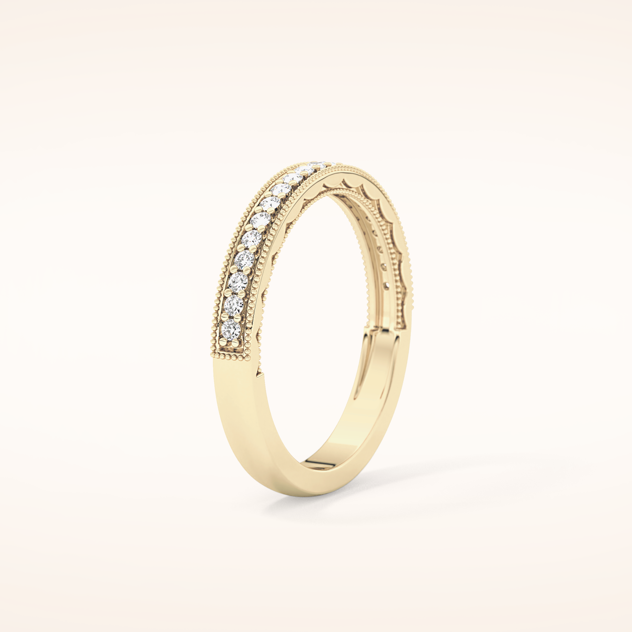 0.17 TCW Round Shaped Moissanite Half Eternity Wedding Band