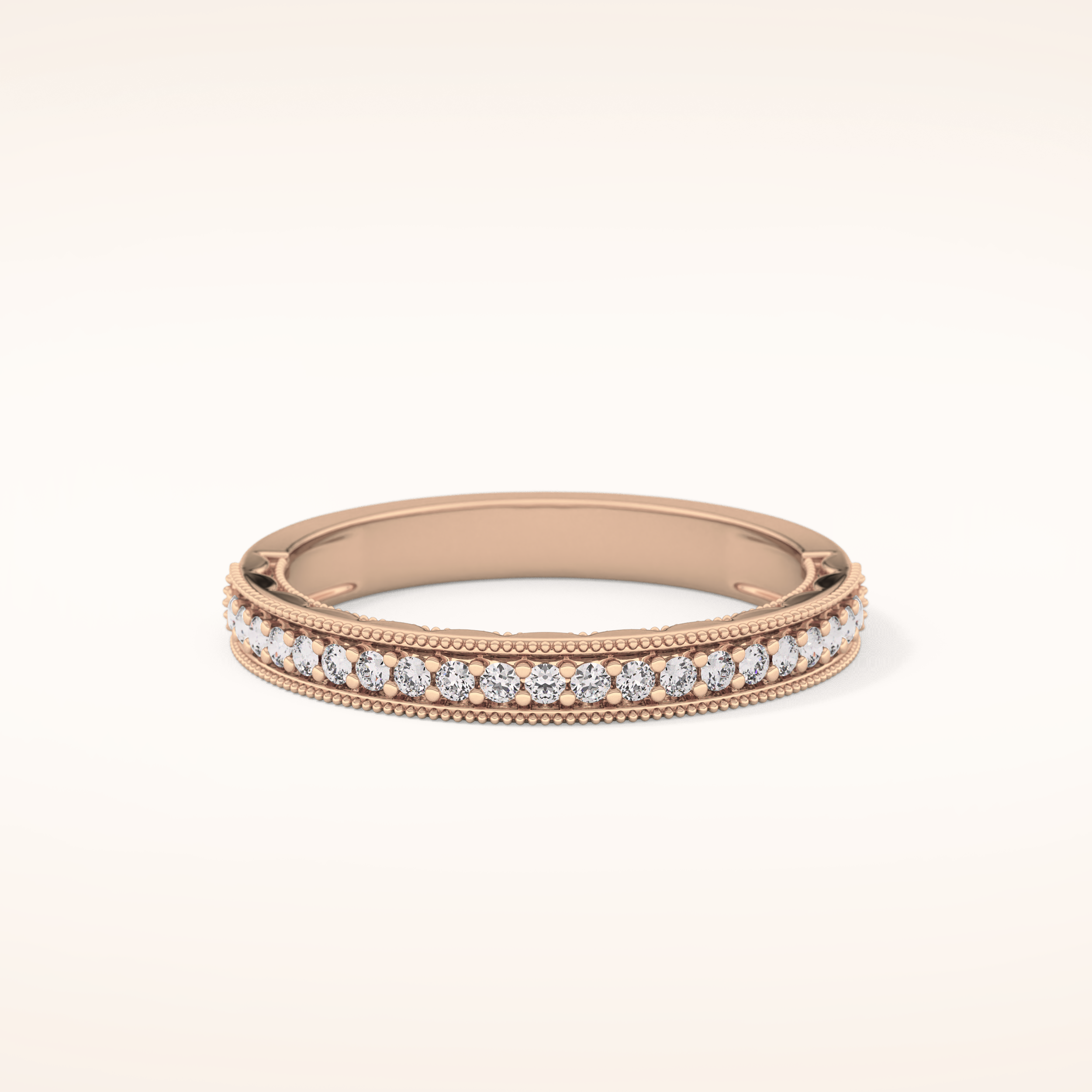 0.17 TCW Round Shaped Moissanite Half Eternity Wedding Band