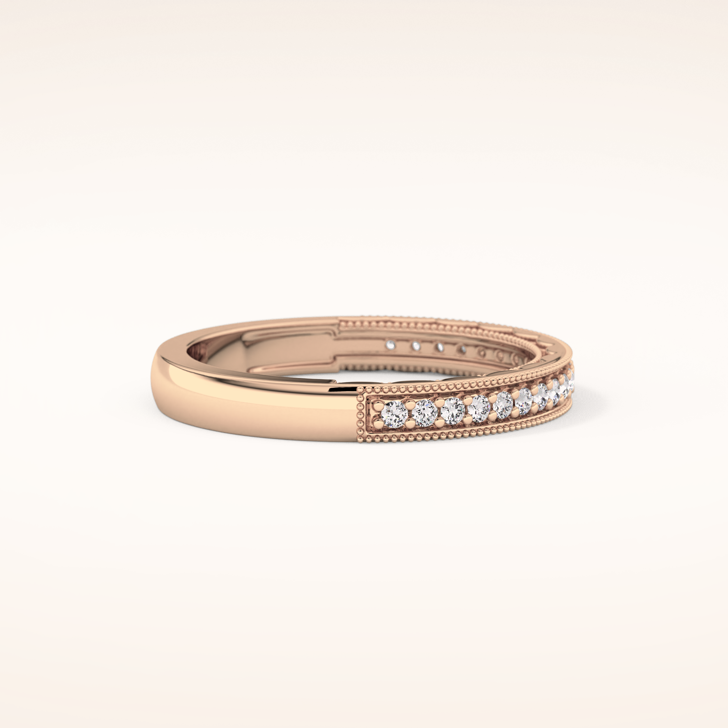 0.17 TCW Round Shaped Moissanite Half Eternity Wedding Band