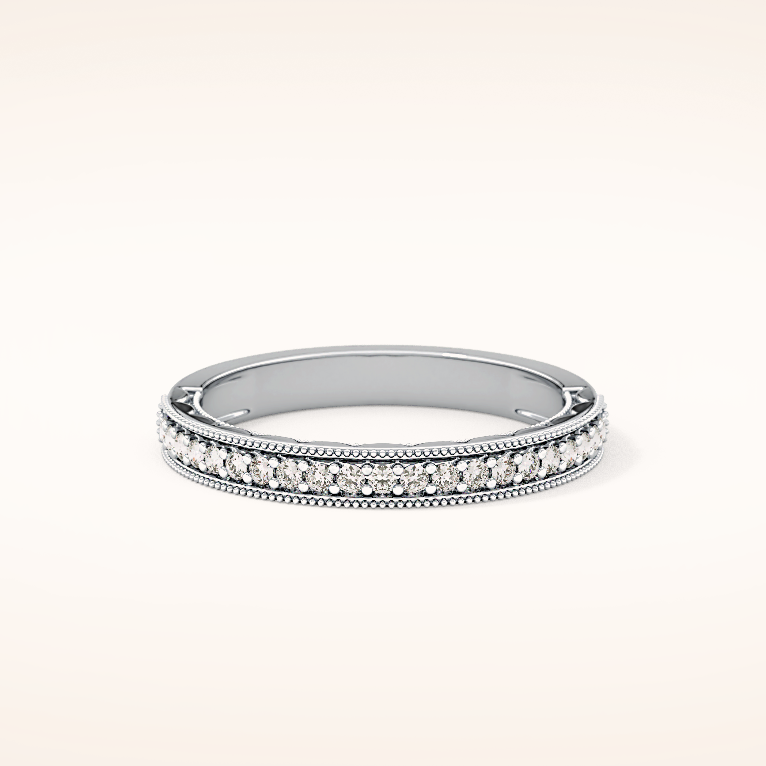 0.17 TCW Round Shaped Moissanite Half Eternity Wedding Band