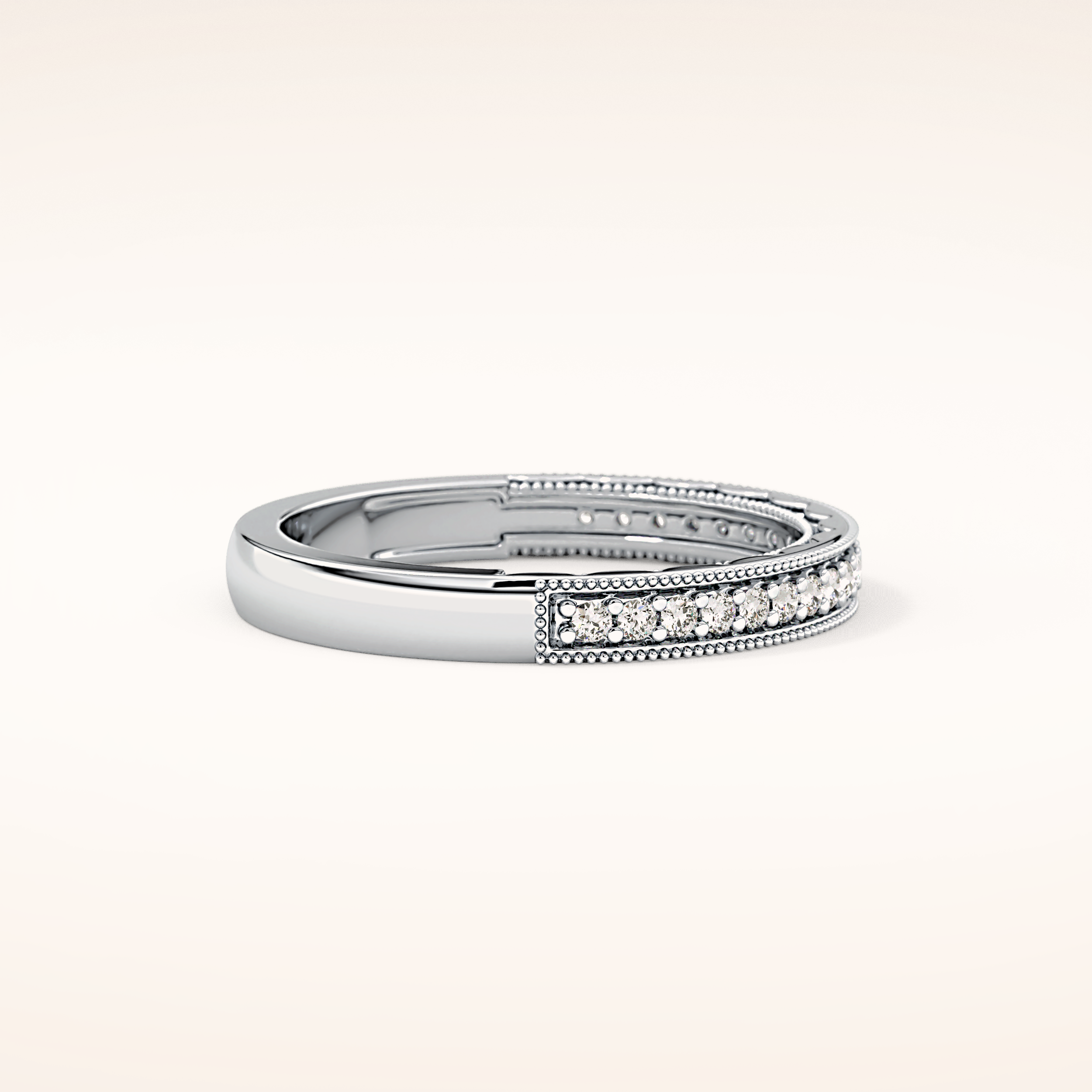 0.17 TCW Round Shaped Moissanite Half Eternity Wedding Band