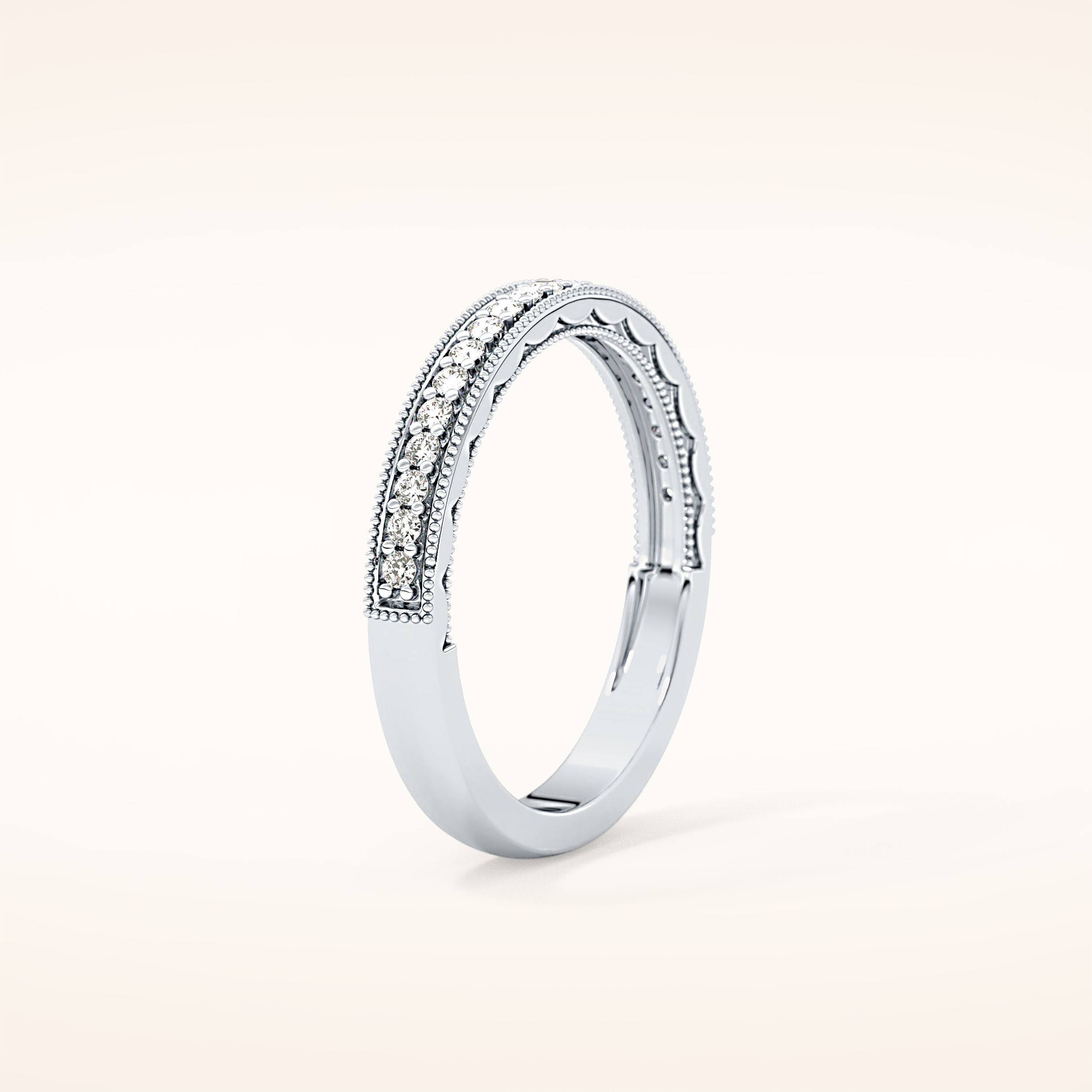 0.17 TCW Round Shaped Moissanite Half Eternity Wedding Band