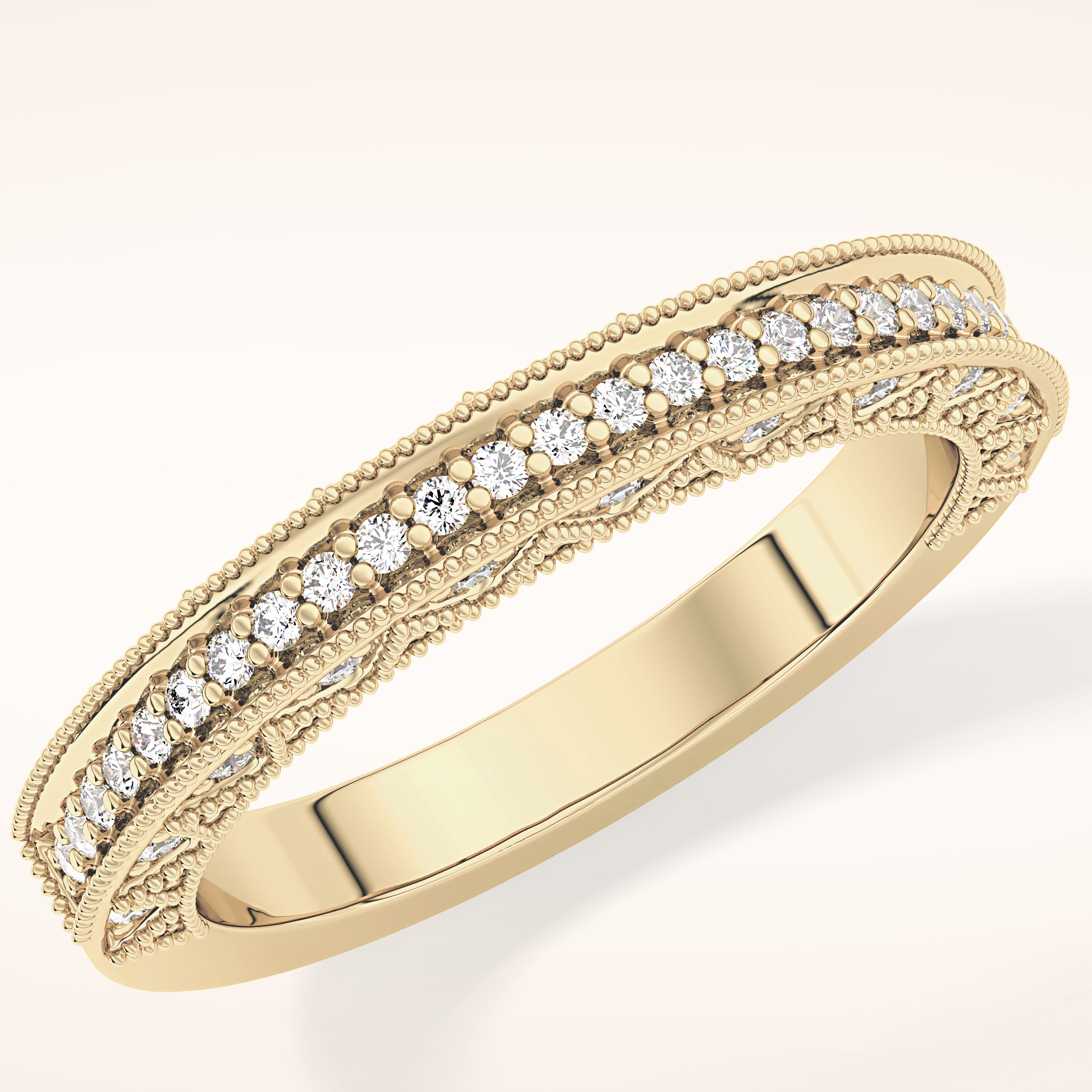 0.27 TCW Round Shaped Moissanite Half Eternity Wedding Band