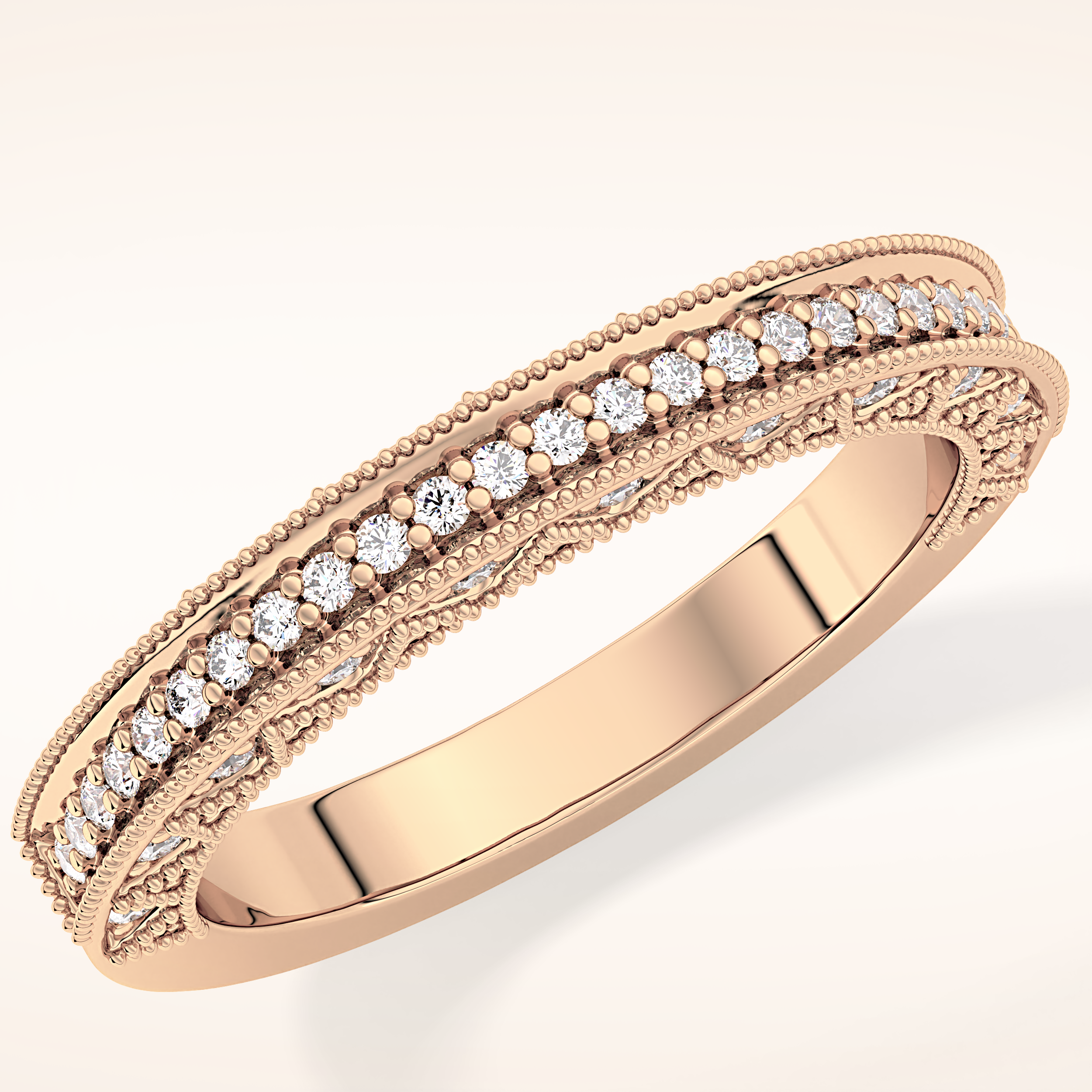 0.27 TCW Round Shaped Moissanite Half Eternity Wedding Band