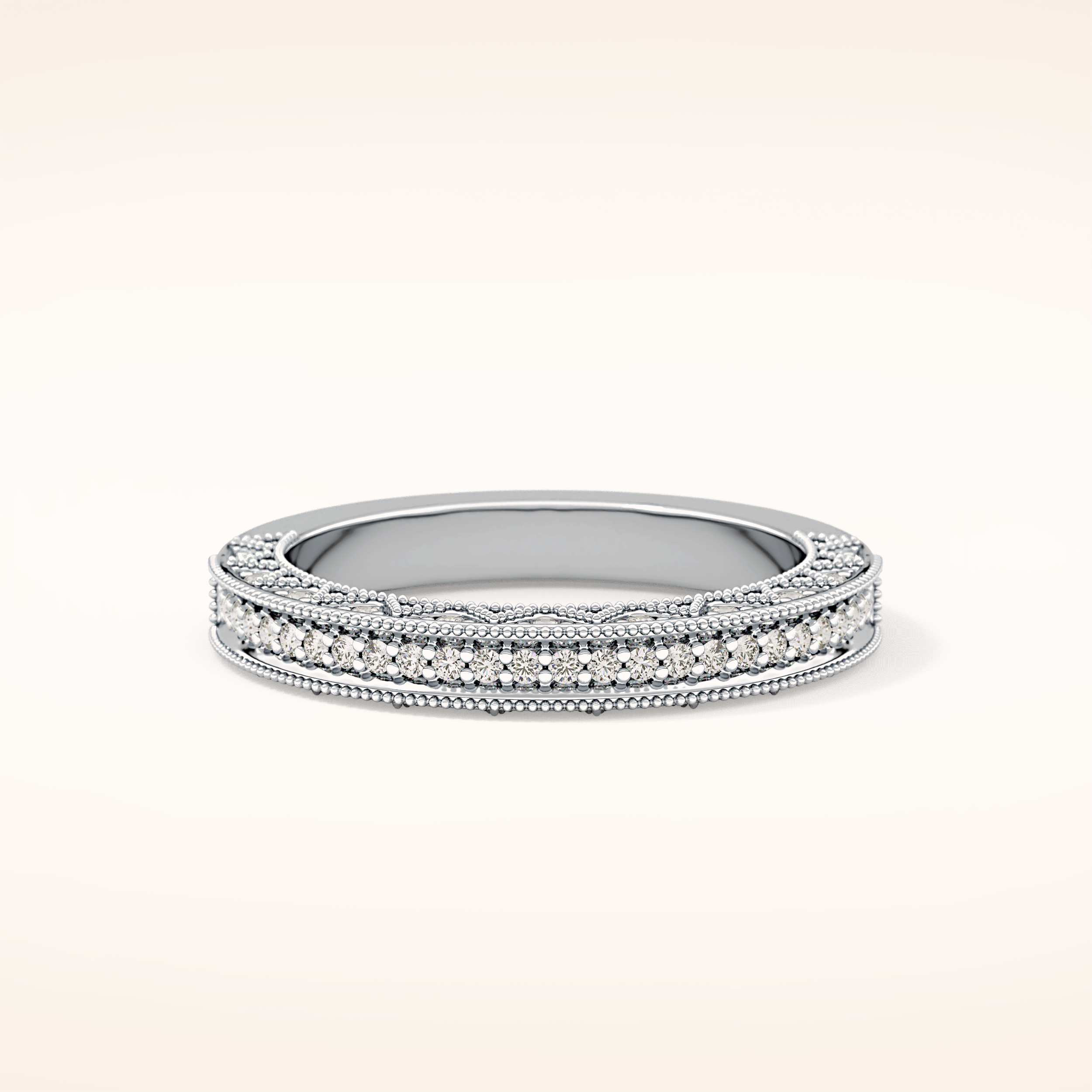 0.27 TCW Round Shaped Moissanite Half Eternity Wedding Band