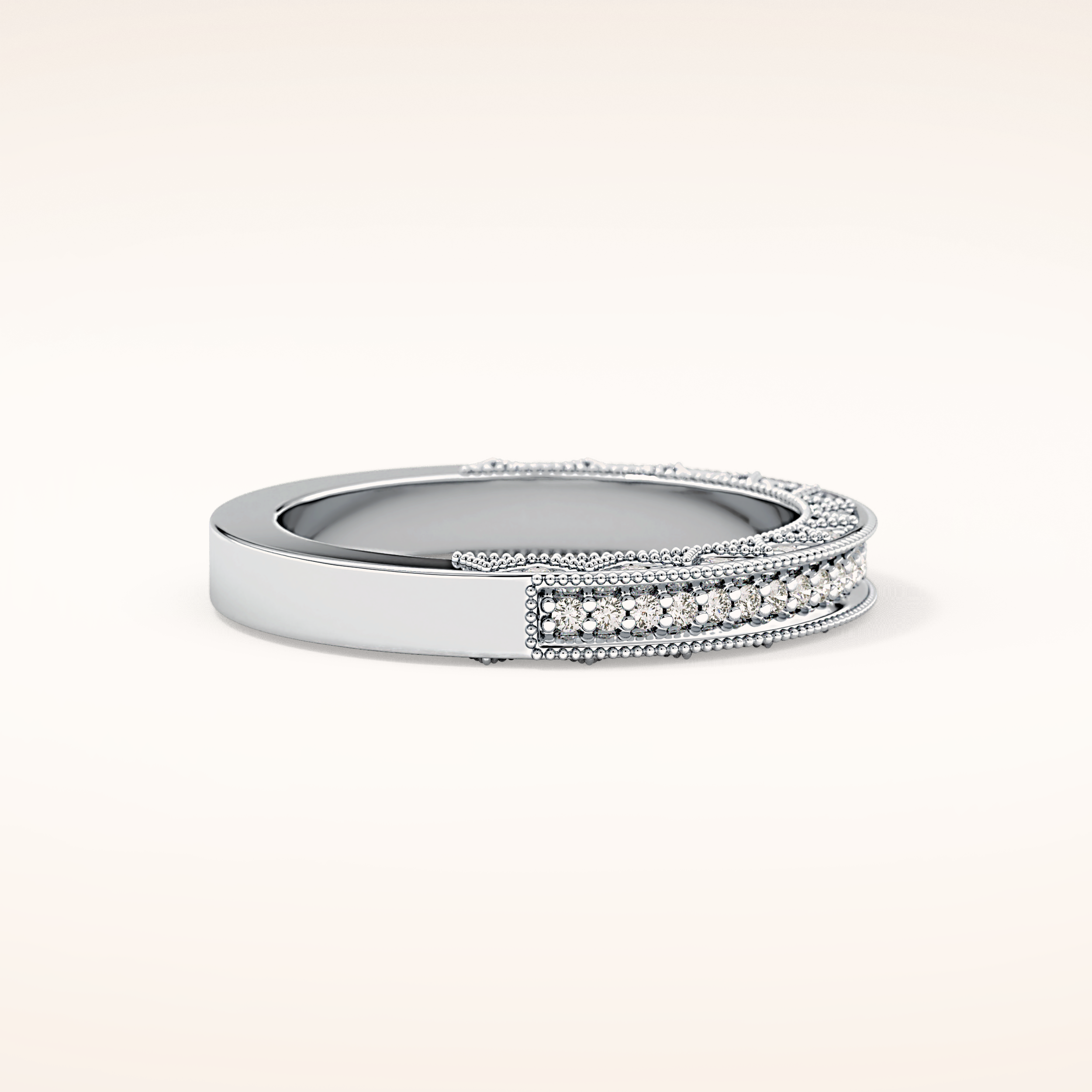 0.27 TCW Round Shaped Moissanite Half Eternity Wedding Band