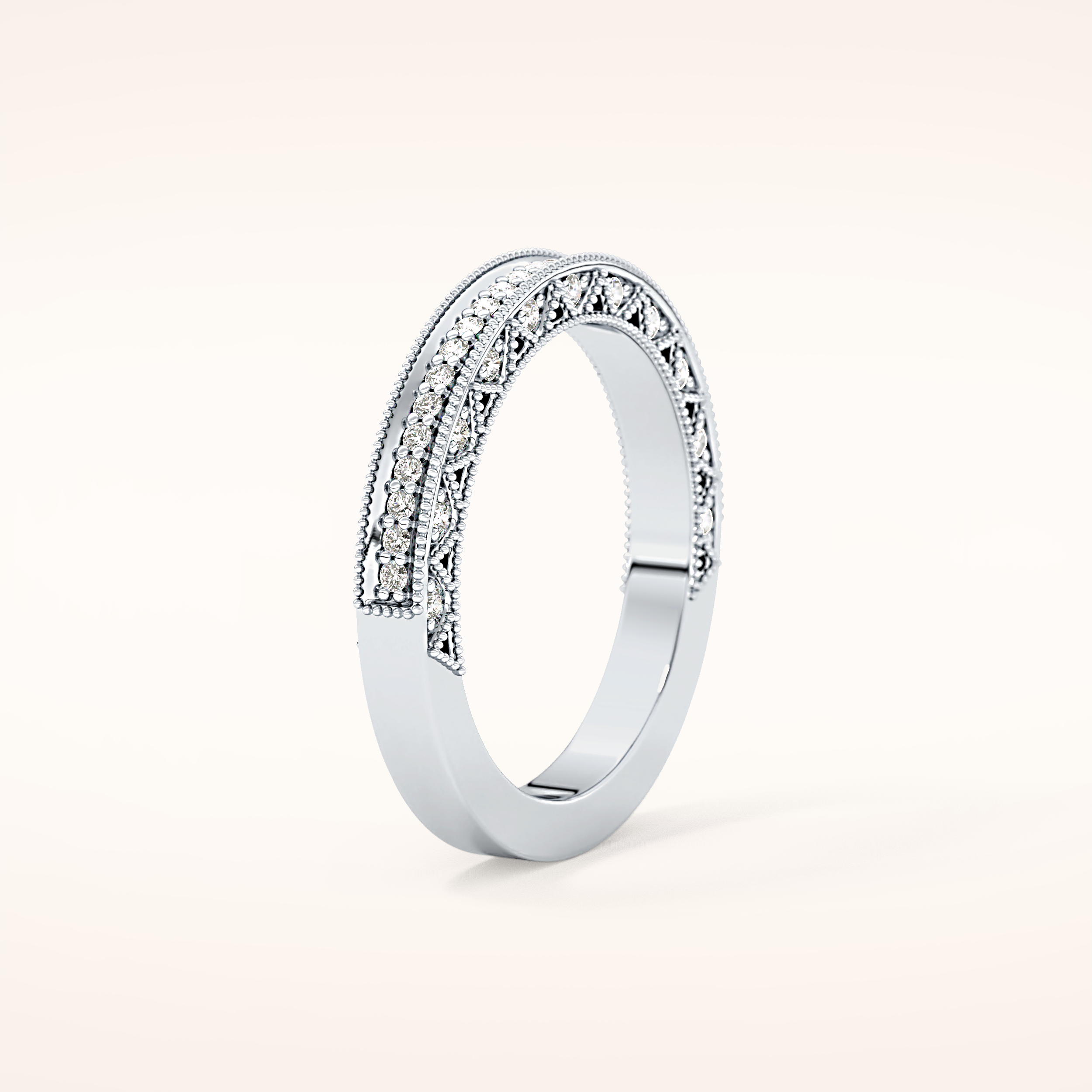 0.27 TCW Round Shaped Moissanite Half Eternity Wedding Band