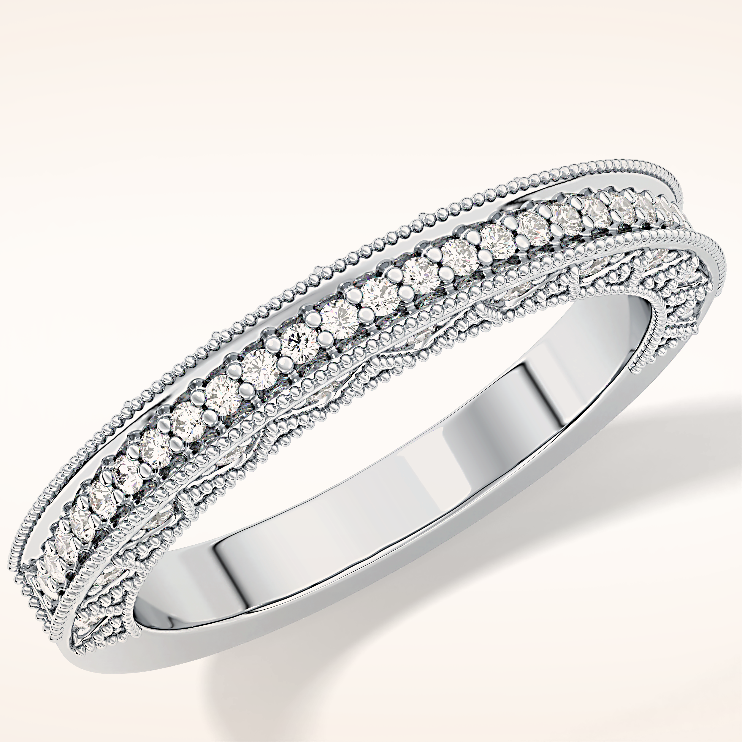 0.27 TCW Round Shaped Moissanite Half Eternity Wedding Band