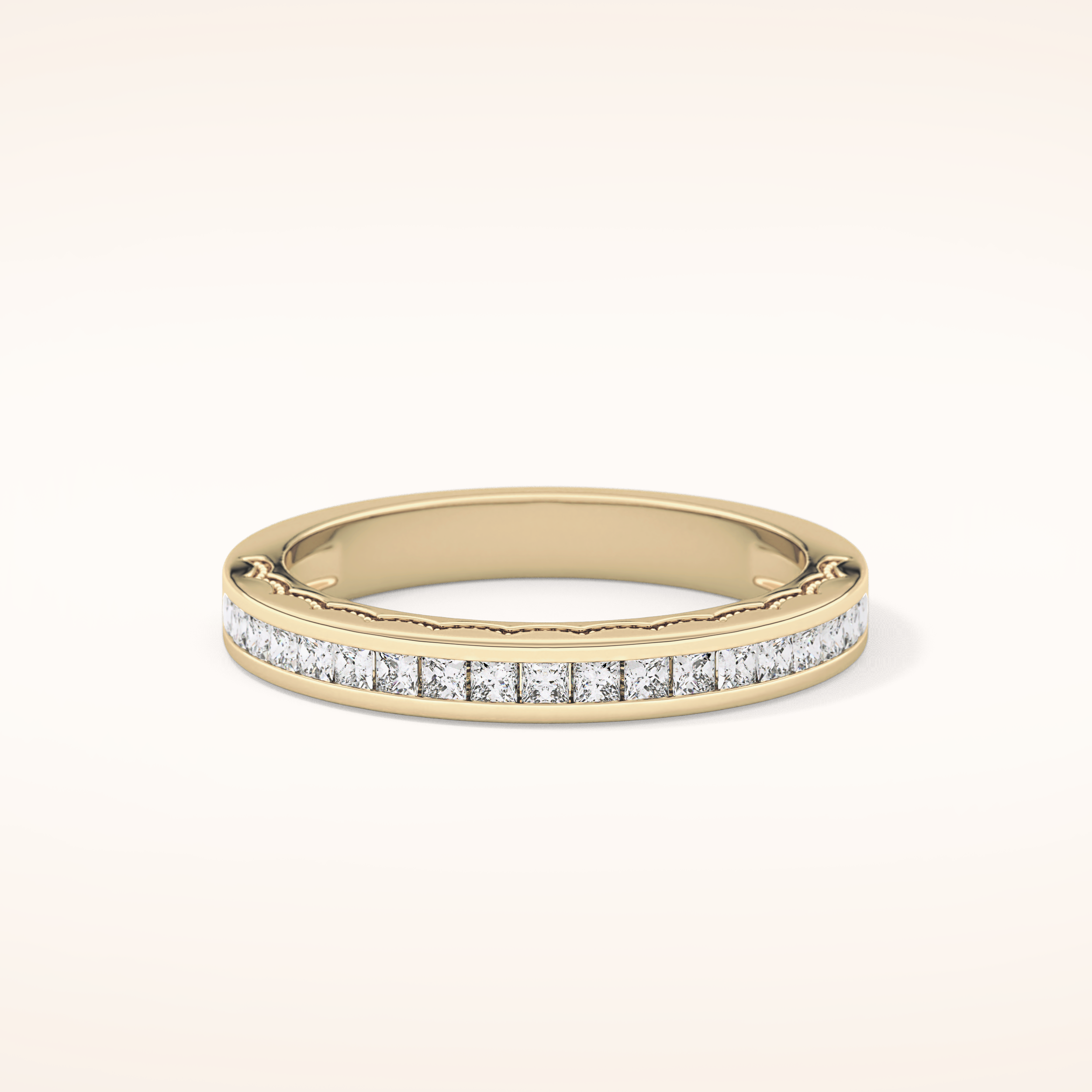 0.48 TCW Princess Shaped Moissanite Half Eternity Wedding Band