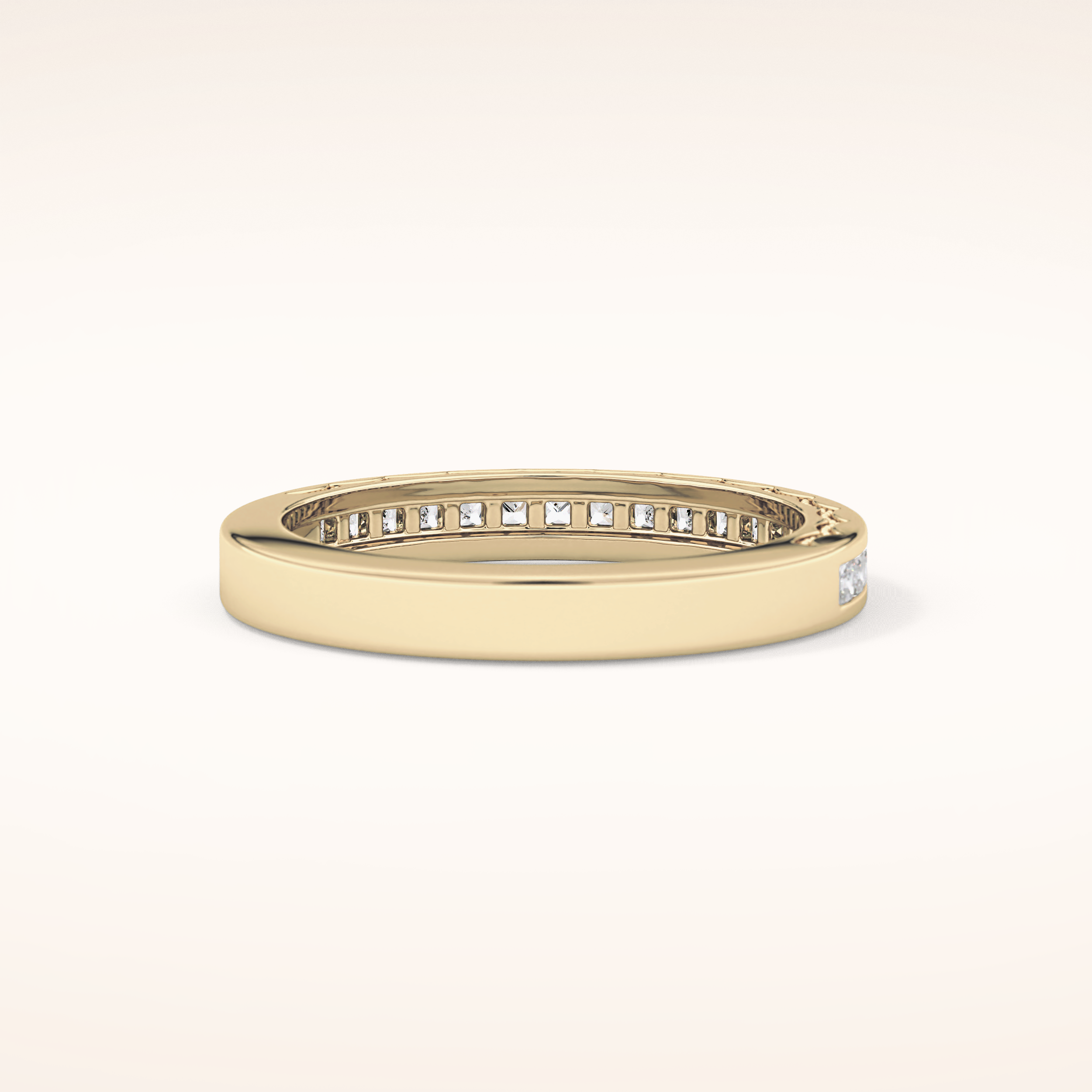 0.48 TCW Princess Shaped Moissanite Half Eternity Wedding Band
