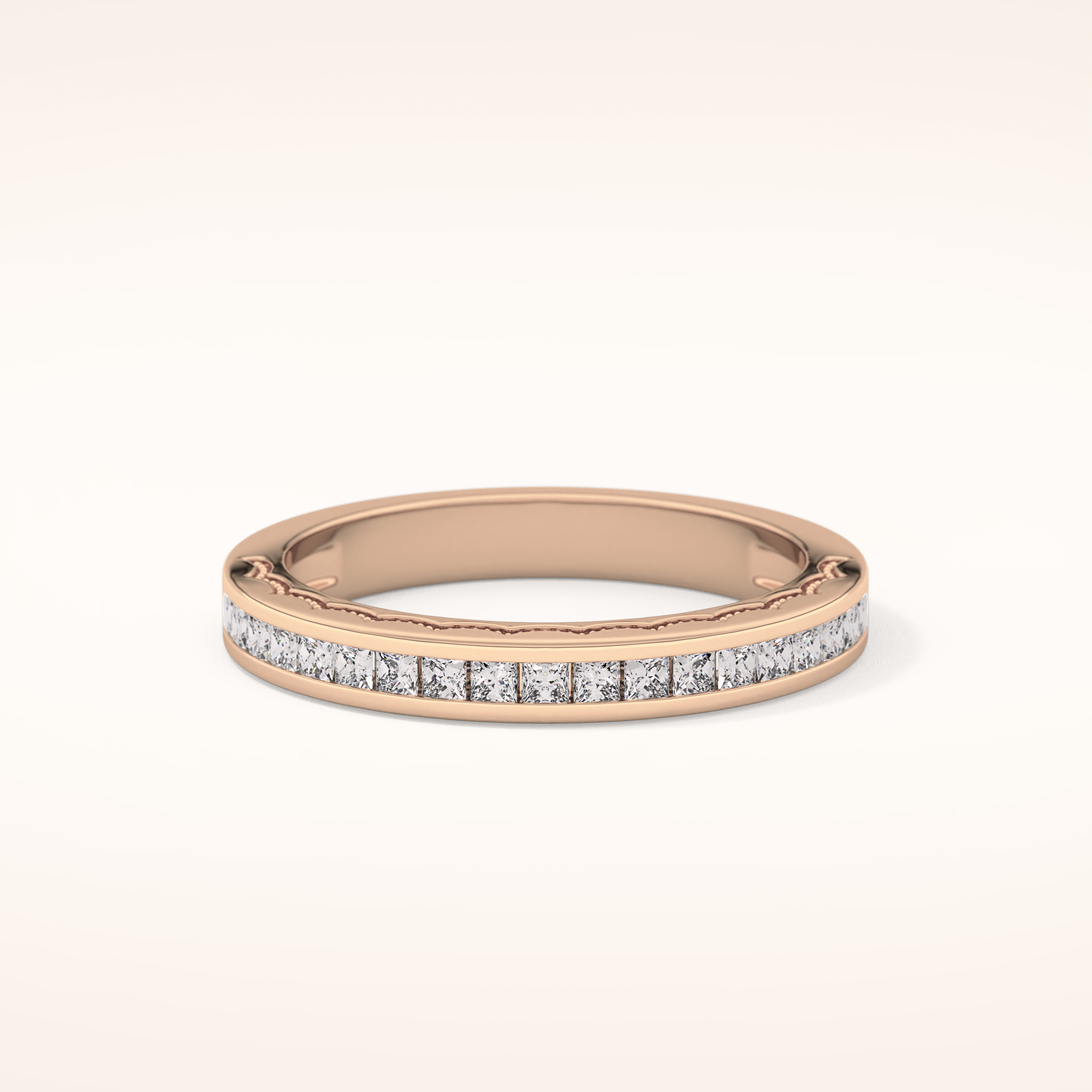 0.48 TCW Princess Shaped Moissanite Half Eternity Wedding Band